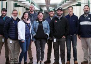 Louisville Water Company team members posing for photo during Rabbit Hole Distillery visit.