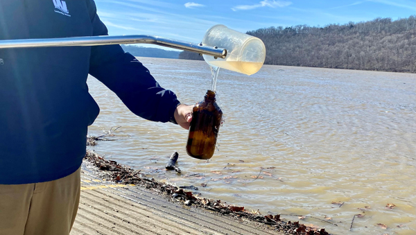 image of water sampling along the Ohio river