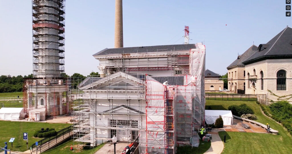 Louisville Water Tower restoration - side view