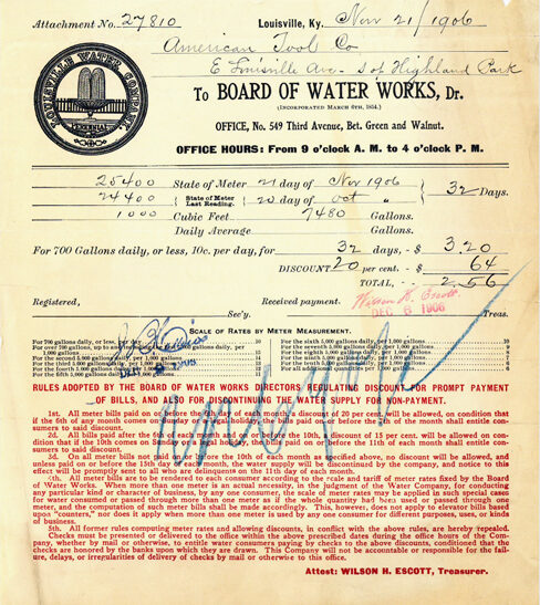 Historic water bill - 1906