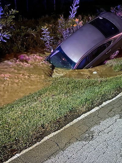 Car hit hydrant