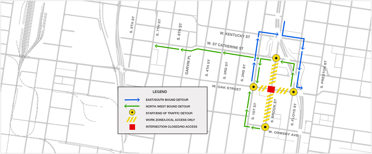 Oak St and Brook st intersection map