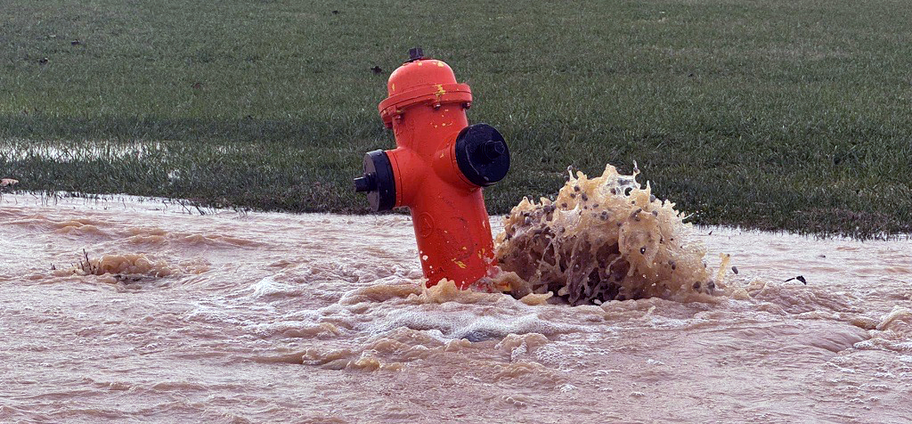 Gushing hydrant