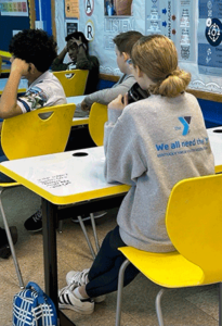 Student drinking water