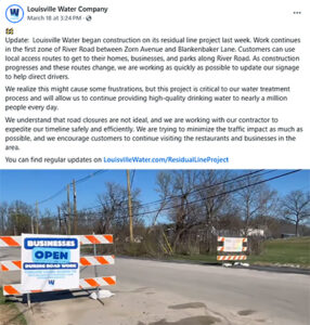 Louisville Water FB sign