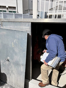 Crew member checking Churchill Downs