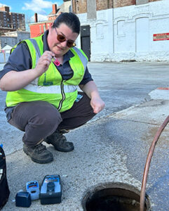 Crew collecting water samples
