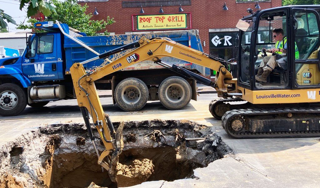 Construction crew digging