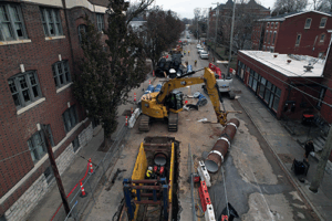Oak Street construction drone image