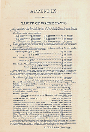 Water bill history 1860 tariffs