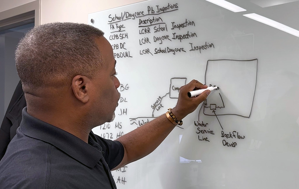 Adonis at whiteboard
