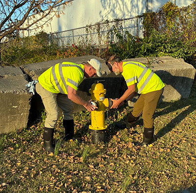 Hydrant flushing in crash zone