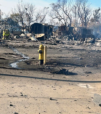Lone hydrant in impact zone