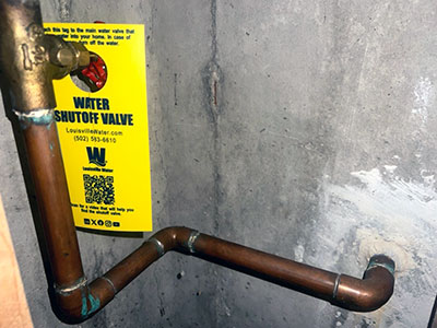 Main water shutoff valve tag