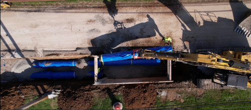 Residual Line Project aerial of pipe installed