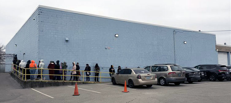 Salvation Army distribution day line