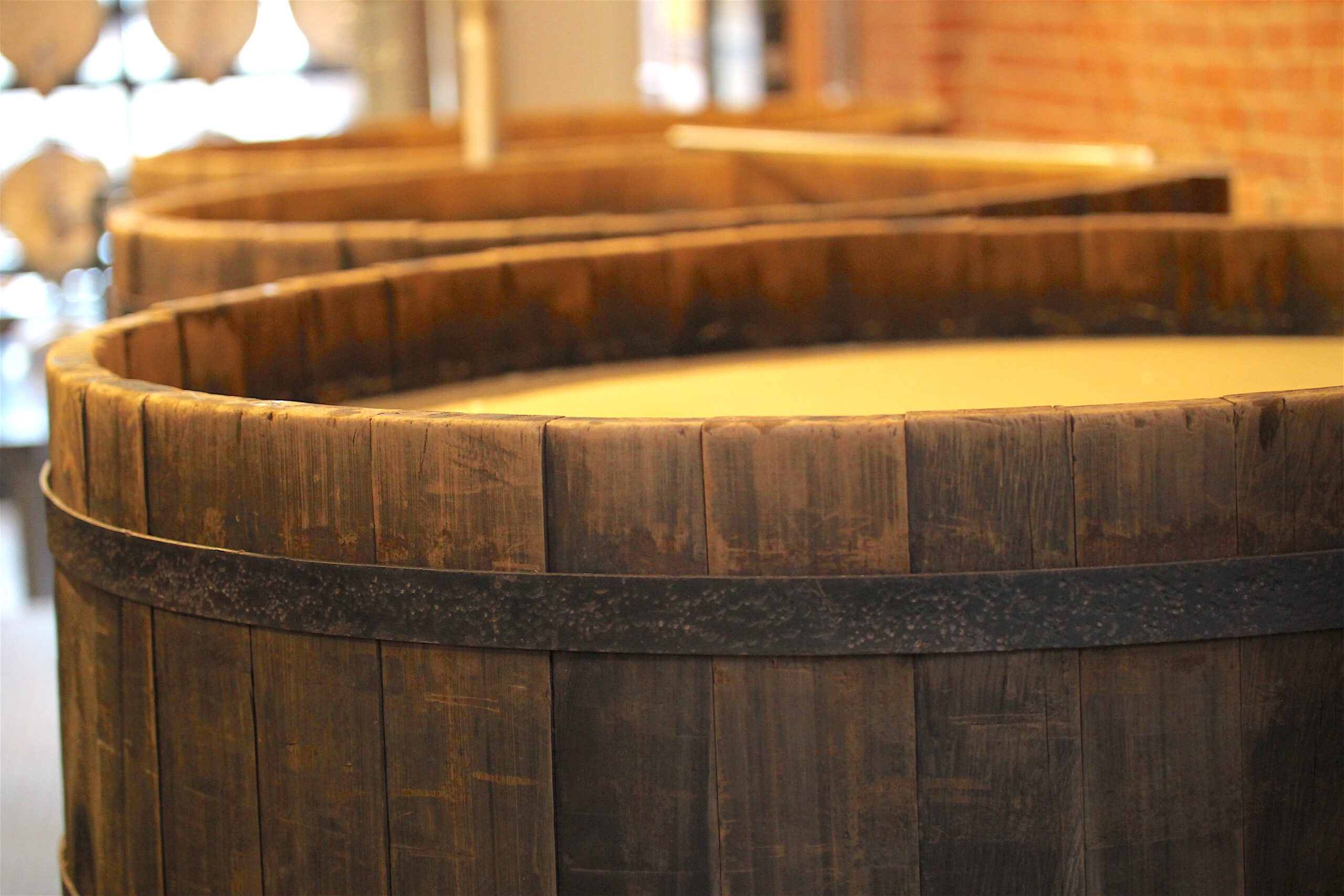 Barrel of bourbon mash
