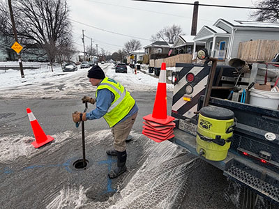 Jesse using a geophone