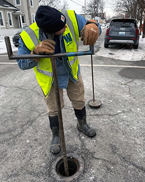 Jesse using a geophone