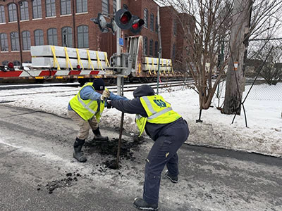 LW crew at RR crossing