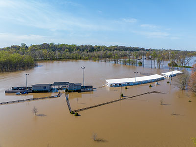 April 2025 flooding at Different Strokes Golf Center
