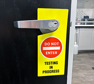 Testing sign at lab