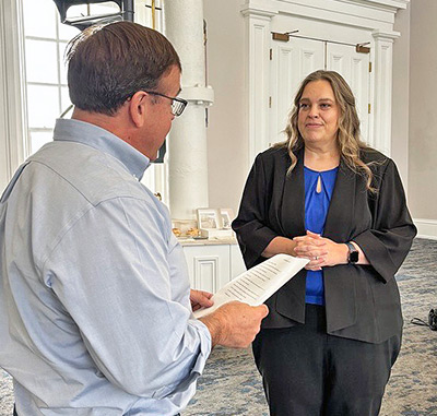 Jennifer Crough being sworn in