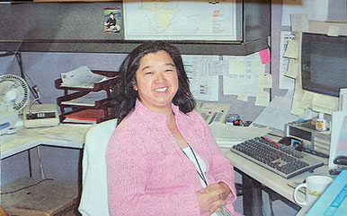 Old photo of Judy Chodyniecki working