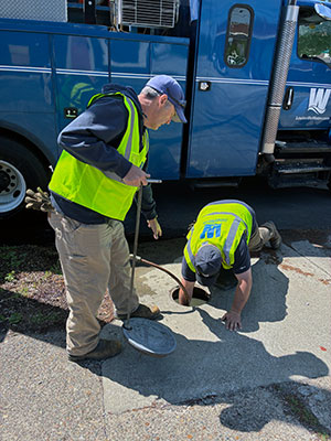 Crews check water stops
