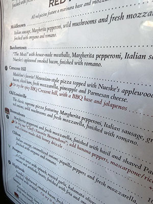 COALS menu